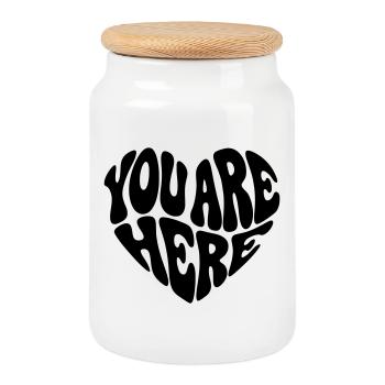 In My Heart - Valentine Retro Quote - Cookie Jar with Wooden Lid - white - Front