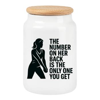 Numéro sur sa chemise arrière - Boîte à biscuits avec couvercle en bois - blanc - Devant