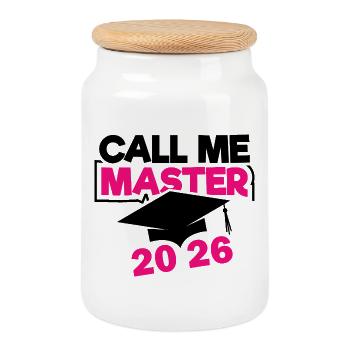 Abschluss Promotion Master Sponsion 2026 - Keksdose mit Holzdeckel - Weiß - Vorne