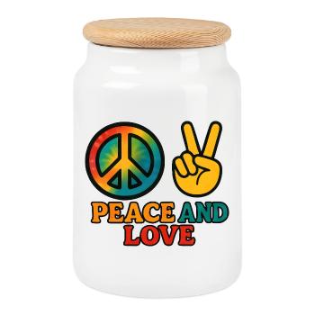 Peace and Love Tie Dye Symbol - Boîte à biscuits avec couvercle en bois - blanc - Devant