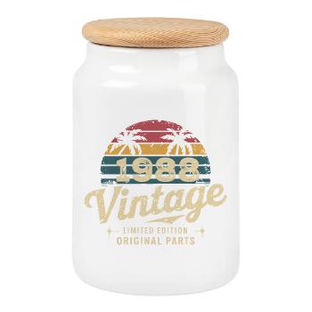 Génial depuis 1988 cadeau anniversaire 1988 - Boîte à biscuits avec couvercle en bois - blanc - Devant