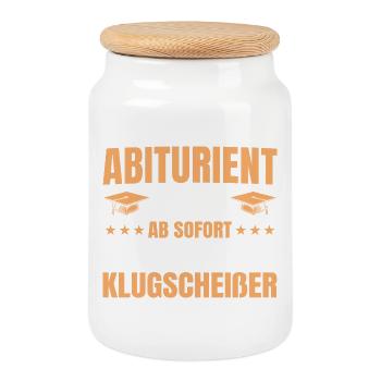 Abitur 2026: Final exam passed, Abitur - Cookie Jar with Wooden Lid - white - Front