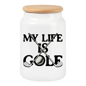 Crosse de la balle de club de golf - Boîte à biscuits avec couvercle en bois - blanc - Devant