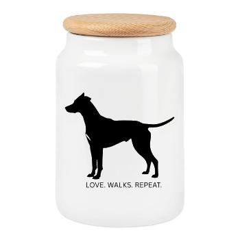 Hund Love Walks Repeat Mischling - Keksdose mit Holzdeckel - Weiß - Vorne