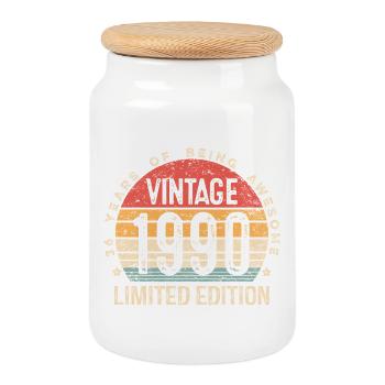 Limited 36th Birthday Edition 36 Years 1990 Gifts - Cookie Jar with Wooden Lid - white - Front