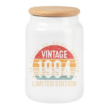 32. Geburtstag Geboren 1994 Limited Edition Vintage - Keksdose mit Holzdeckel - Weiß - Vorne