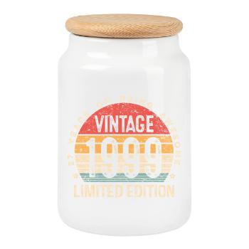 27 ans cadeaux vintage 1999 édition limitée - Boîte à biscuits avec couvercle en bois - blanc - Devant