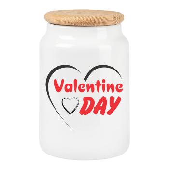 Valentinstagsherz-Schrift - Keksdose mit Holzdeckel - Weiß - Vorne