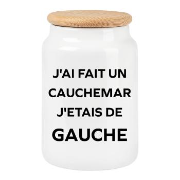 j'ai fait un cauchemar j'étais de gauche - Boîte à biscuits avec couvercle en bois - blanc - Devant
