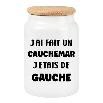 j'ai fait un cauchemar j'étais de gauche - Boîte à biscuits avec couvercle en bois - blanc - Devant