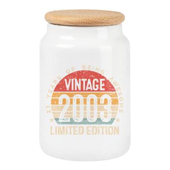 23 ans Vintage 2003 édition limitée 23e anniversaire - Boîte à biscuits avec couvercle en bois - blanc - Devant