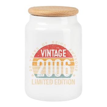Vintage 2006 Limited Edition 20-Year-Old 20th Bday - Cookie Jar with Wooden Lid - white - Front