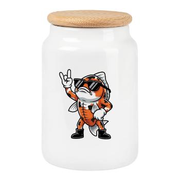 Musique Koi Rock Carp Grunge Cadeau - Boîte à biscuits avec couvercle en bois - blanc - Devant