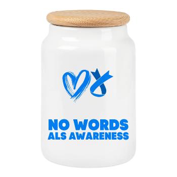 ALS nerve disease - Cookie Jar with Wooden Lid - white - Front