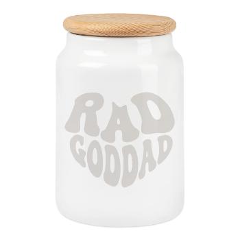 Rad Godfather - Cœur vintage (couleur personnalisée) - Boîte à biscuits avec couvercle en bois - blanc - Devant