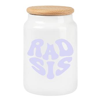 Rad Sister - Cœur vintage (couleur personnalisée) - Boîte à biscuits avec couvercle en bois - blanc - Devant