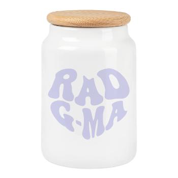 Rad Grandma - Vintage Heart (Custom Color) - Cookie Jar with Wooden Lid - white - Front