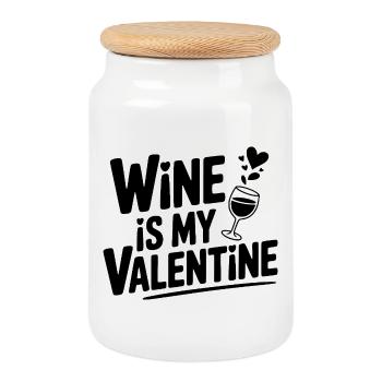Wein ist mein Valentin - Keksdose mit Holzdeckel - Weiß - Vorne