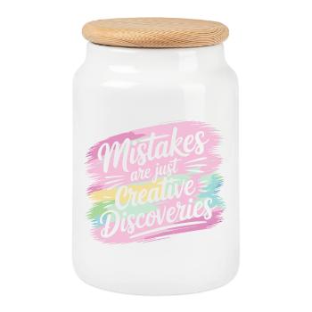 Creative Discoveries Motivation Design - Cookie Jar with Wooden Lid - white - Front