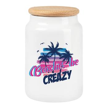 Beaches be Crazy Palm Neon Sunset - Cookie Jar with Wooden Lid - white - Front