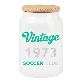 Millétuelle 1973 – Année de naissance rétro du club de football - Boîte à biscuits avec couvercle en bois - blanc - Devant