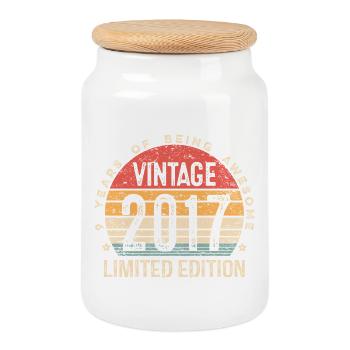 9th Birthday Girl Boy Funny 2017 9 Year Old Bday - Cookie Jar with Wooden Lid - white - Front