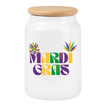 MARDI GRAS FESTIVAL - Boîte à biscuits avec couvercle en bois - blanc - Devant
