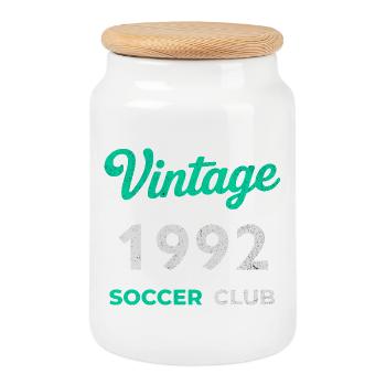 Vintage 1992 – Soccer Club Retro Birth Year - Cookie Jar with Wooden Lid - white - Front