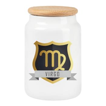 Signe du zodiaque Armoiries de la Vierge Design de la Vierge - Boîte à biscuits avec couvercle en bois - blanc - Devant