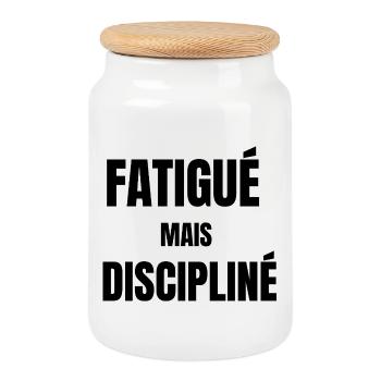 Tired but disciplined – work mindset - Cookie Jar with Wooden Lid - white - Front