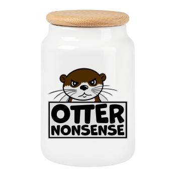Otter Nonsense Funny Pun Otter Love Saying - Cookie Jar with Wooden Lid - white - Front
