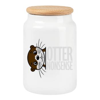 Otter Nonsense Funny Pun Otter Love Saying - Cookie Jar with Wooden Lid - white - Front