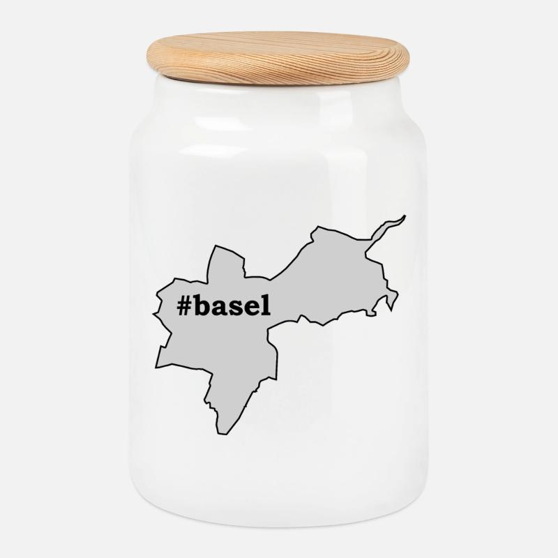 BS Basel-Stadt - Keksdose mit Holzdeckel - Weiß