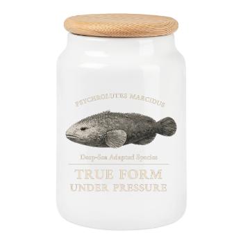 Blobfish True Form Under Pressure – Psychrolutes - Cookie Jar with Wooden Lid - white - Front