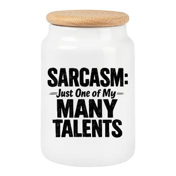 Sarcasm just one of my many talents Irony saying - Cookie Jar with Wooden Lid - white - Front