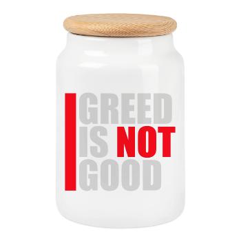 Greed Is Not Good Antikapitalismus Aussage Protest - Keksdose mit Holzdeckel - Weiß - Vorne