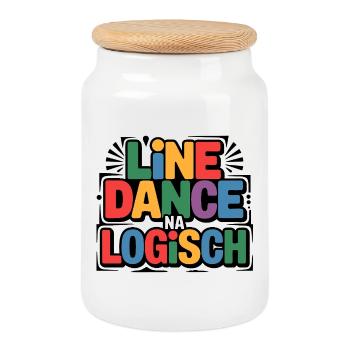 LineDance Na Logisch Bunte Typo - Keksdose mit Holzdeckel - Weiß - Vorne