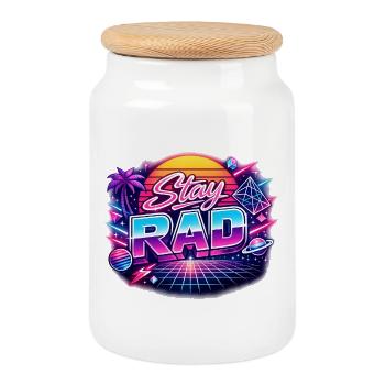 Restez RAD Neon Rétro - Boîte à biscuits avec couvercle en bois - blanc - Devant