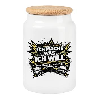 I do what I want – Skull & Blitze - Cookie Jar with Wooden Lid - white - Front