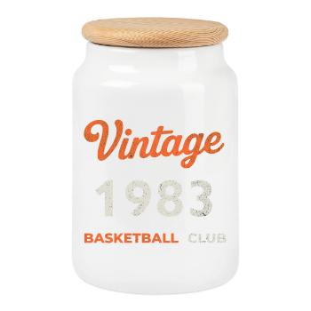 Vintage 1983 – Basketball Club Retro Birth Year - Cookie Jar with Wooden Lid - white - Front