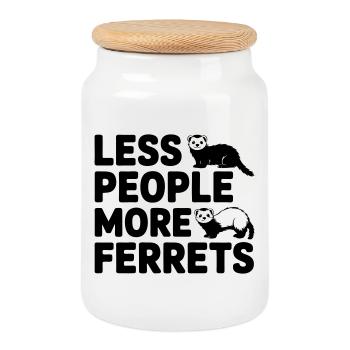 Frettchen - Moins de gens Plus de furets - Boîte à biscuits avec couvercle en bois - blanc - Devant