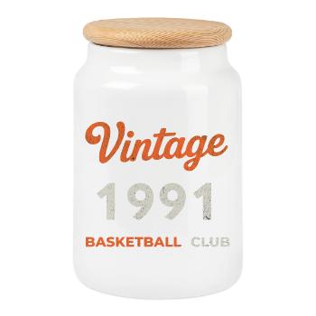 Vintage 1991 – Basketball Club Retro Birth Year - Cookie Jar with Wooden Lid - white - Front