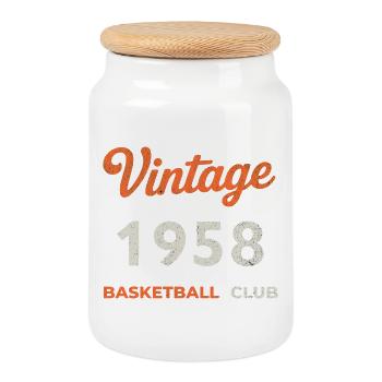 Vintage 1958 – Basketball Club Retro Birth Year - Cookie Jar with Wooden Lid - white - Front