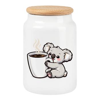 Kaffeetasse Koala Kuschelzauber - Keksdose mit Holzdeckel - Weiß - Vorne