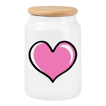 Amour du cœur - Boîte à biscuits avec couvercle en bois - blanc - Devant