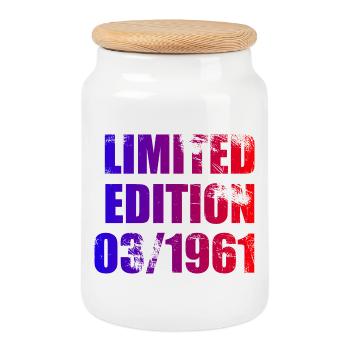 65. Geburtstag Limited Edition 03/1961 - Keksdose mit Holzdeckel - Weiß - Vorne
