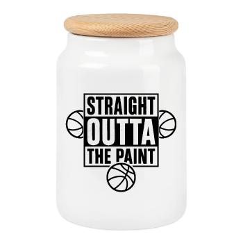 Straight Outta The Paint Basketball Sport - Cookie Jar with Wooden Lid - white - Front