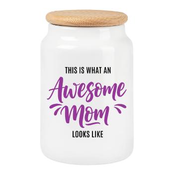 This is what a great mom looks like mom gift - Cookie Jar with Wooden Lid - white - Front
