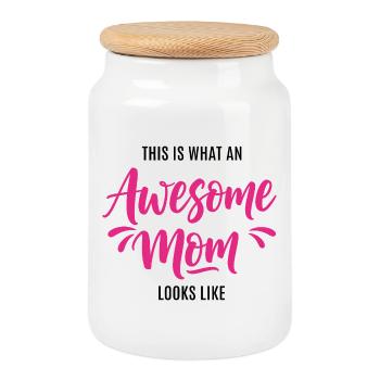 This is what a great mom looks like mom gift - Cookie Jar with Wooden Lid - white - Front