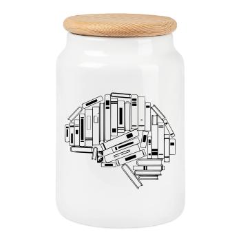 Brain from Books Knowledge - Cookie Jar with Wooden Lid - white - Front